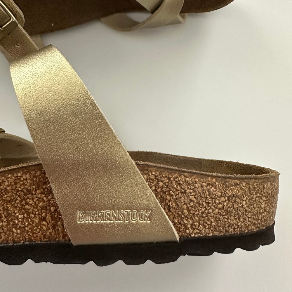 Birkenstock Mayari Gold Birko-Flor Sandals Womens 38 L7 M5 Toe Loop Slide - Picture 8 of 9